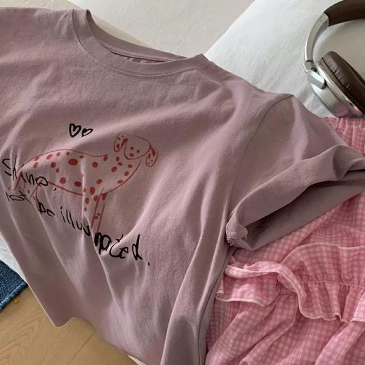 老米优品🎈 3-5天! 出口韩国🔺去发光，而不是被照亮！《桃心斑点狗🐕短袖tee》宽松慵懒，显瘦百搭！！T250509B  下架 商品图5