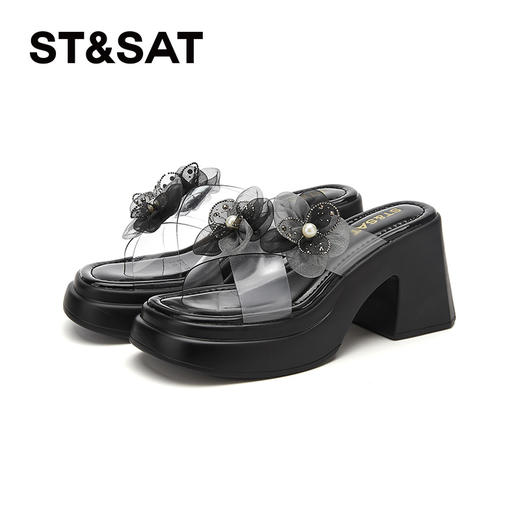 星期六仙女风精致花朵粗跟凉拖SSD2110E9Z 商品图10