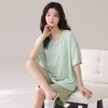 自然醒朝云（带胸垫）一体睡衣女夏季冰丝螺纹短袖短裤纯色简约慵懒风家居服套装QH 商品缩略图5