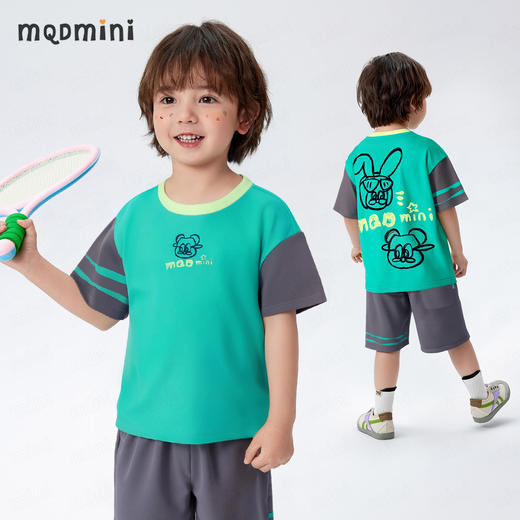 【2件套】【MQDmini】【90-140】男童夏季撞色短袖短裤套装（95%棉 5%氨纶） 商品图1
