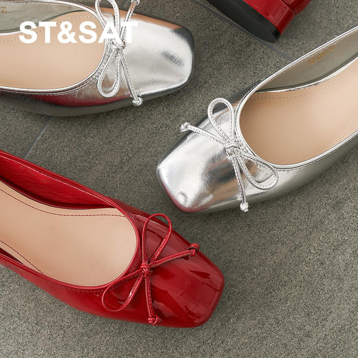 【精选牛皮】星期六方头蝴蝶结浅口单鞋SSD1111170 商品图5