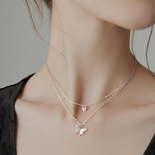 PIARA 闪钻蝴蝶双层项链NKA0149 商品图0