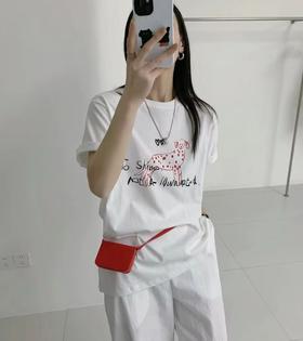 老米优品🎈 3-5天! 出口韩国🔺去发光，而不是被照亮！《桃心斑点狗🐕短袖tee》宽松慵懒，显瘦百搭！！T250509B  下架