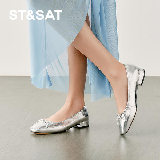 【精选牛皮】星期六方头蝴蝶结浅口单鞋SSD1111170 商品图2