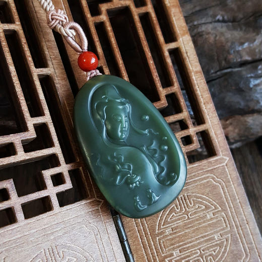 【天然正品】天然细腻油润度极佳塔青观音和田玉吊坠项链220325AH25 现售价：780特价 商品图7