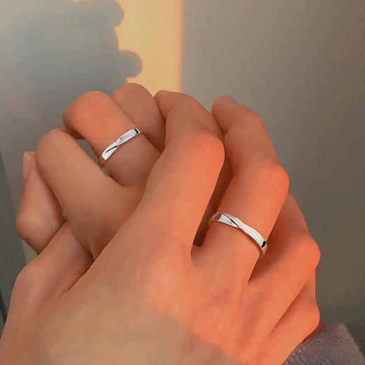 KADER情侣款对戒925银男女一对开口戒指素圈简约小众设计指环 商品图6