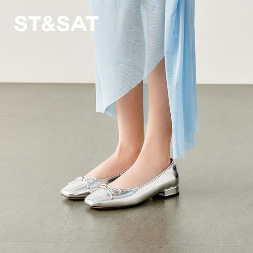 【精选牛皮】星期六方头蝴蝶结浅口单鞋SSD1111170 商品图3