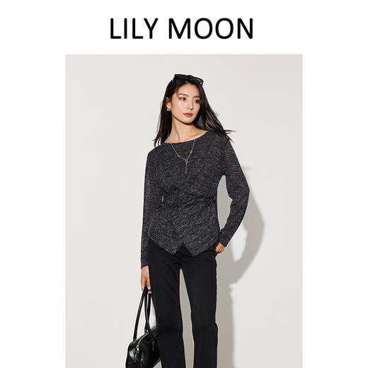 LILYMOON【彩麻交叉针织衫】圆领长袖针织衫夏季透气收腰显瘦 商品图1