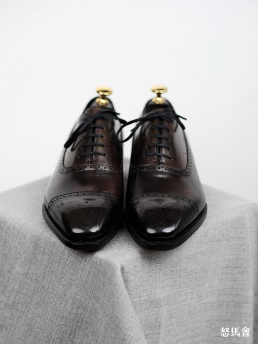 手工固特异意大利博物馆皮盲腰琴底棕色布洛克牛津鞋（福田洋平楦型） 商品图1