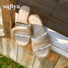 预售7天|Safiya/索菲娅2025夏季时尚小香风外穿休闲气质百搭平底一字拖SFD2110353 商品缩略图0