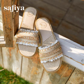 预售7天|Safiya/索菲娅2025夏季时尚小香风外穿休闲气质百搭平底一字拖SFD2110353