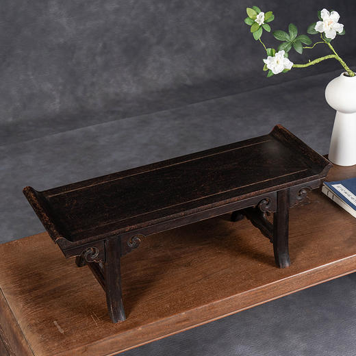 清	紫檀夹头榫如意云纹翘头案中案 商品图1