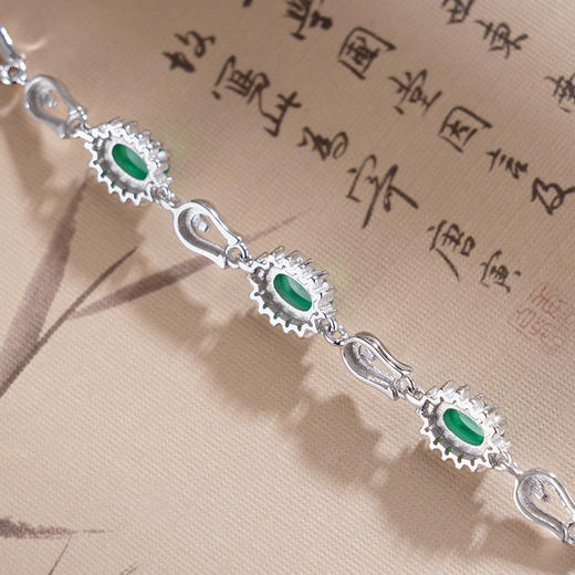 子佩集S925银【绿忆江南】手链【SL022312】纯银绿玉髓2505 商品图4