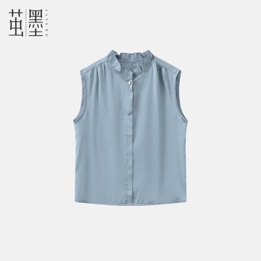 茧墨 法式减龄木耳边缎面无袖衬衫 商品图0