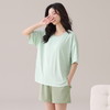 自然醒朝云（带胸垫）一体睡衣女夏季冰丝螺纹短袖短裤纯色简约慵懒风家居服套装QH 商品缩略图3
