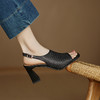 【预售5天】柔软舒适罗马凉鞋女夏季镂空百搭真皮上班女鞋粗跟高跟鞋DS&1838 商品缩略图1