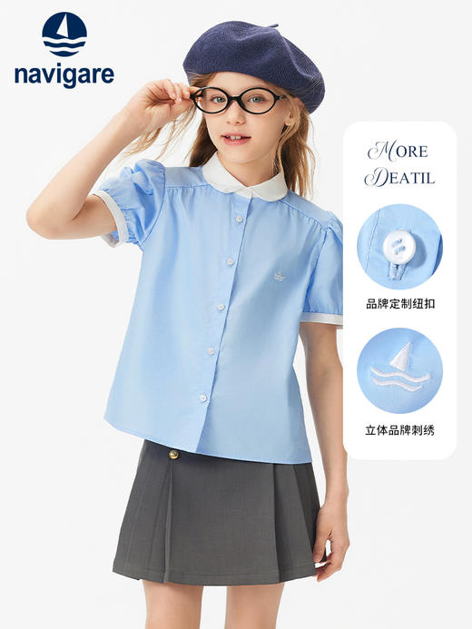 【纳维凯尔】【120-165】Navigare意大利小帆船女童夏季短袖衬衫 商品图2