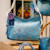 深山集市-壮锦蓝色双蝶纹大挎包 商品缩略图0