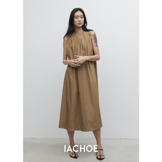 棉仓3531516001-IACHOE领口褶皱夏季连衣裙 商品图3