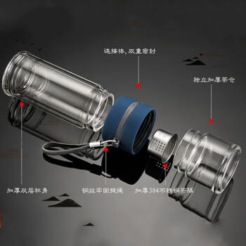 富光双层玻璃杯 高硼硅玻璃泡茶杯子 茶水分离杯 男女士办公水杯240ml 商品图5