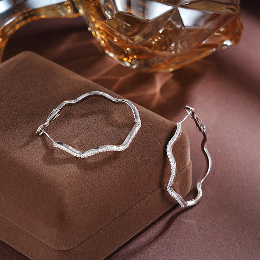 子佩集S925银【粼粼清波】耳环【YEH-2439101】纯银时尚扣环耳圈波浪2505 商品图1