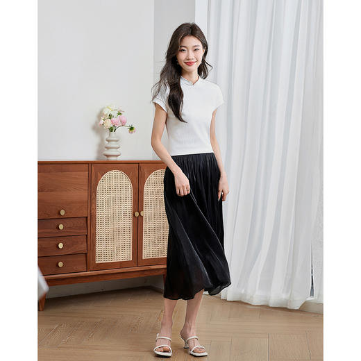 【专属特价】熙世界气质新中式T恤短袖夏装新款国风修身小衫马面裙上衣 商品图5