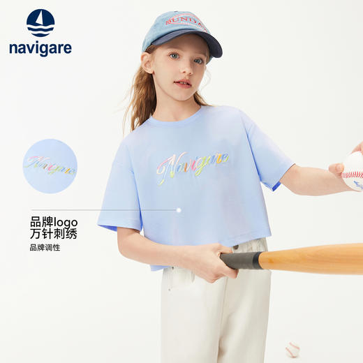 【纳维凯尔】【液氨黑科技】【120-165】Navigare意大利小帆船童装女童夏季短袖T恤 商品图1