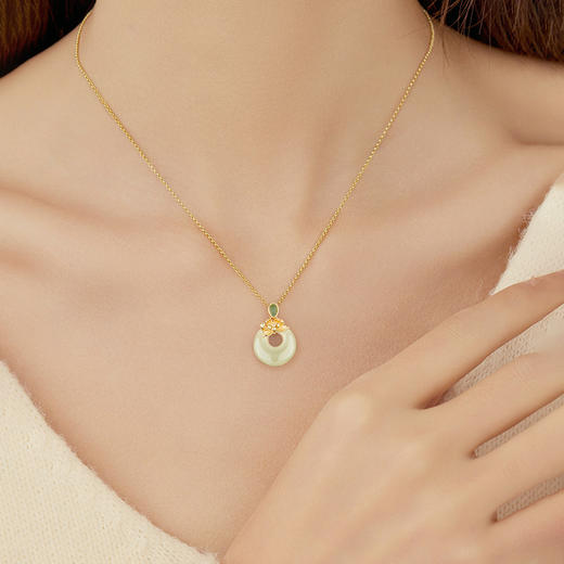 【母亲节礼物】六鑫珠宝 平安莲莲和田玉吊坠 古风新款潮 商品图2