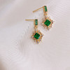 PIARA复古宫廷祖母绿宝石满钻耳钉EAB0008 商品缩略图1