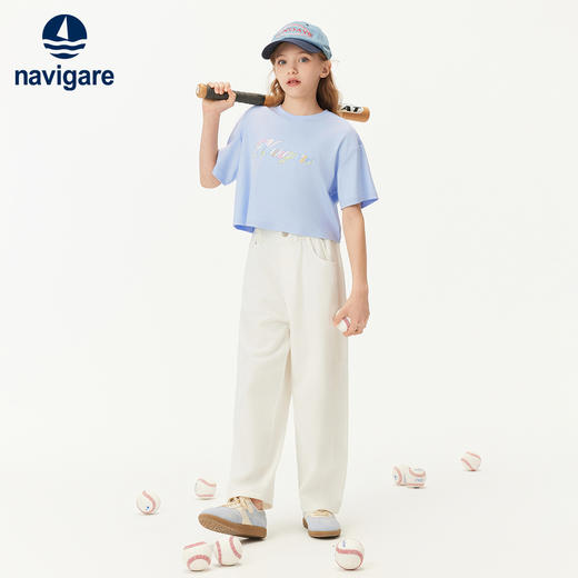 【纳维凯尔】【液氨黑科技】【120-165】Navigare意大利小帆船童装女童夏季短袖T恤 商品图2