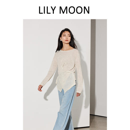 LILYMOON【彩麻交叉针织衫】圆领长袖针织衫夏季透气收腰显瘦 商品图2