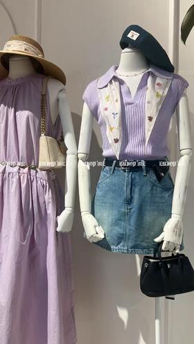 【门店同款】ENJOY夏季“后花园”polo领彩色针织上衣 162495827