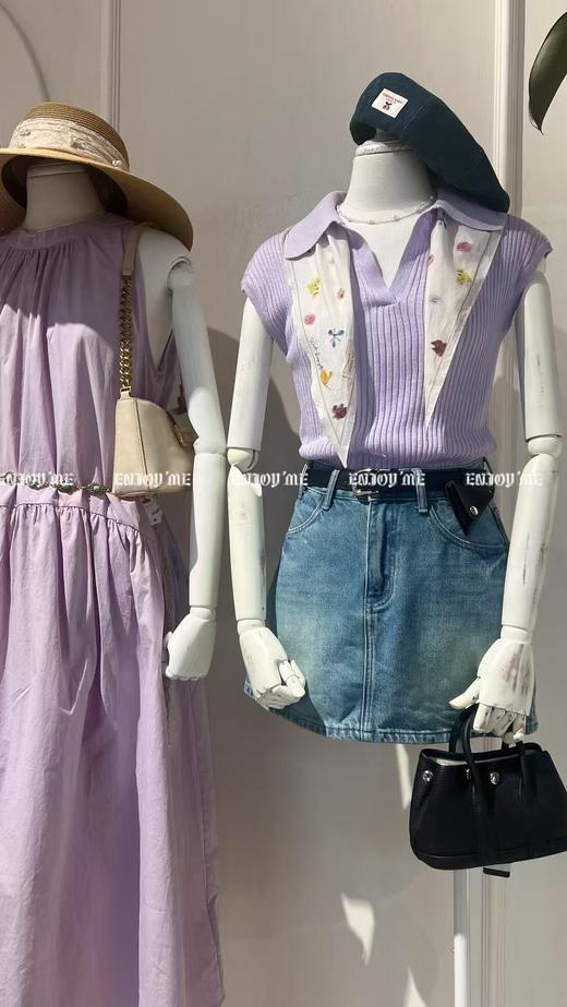 【门店同款】ENJOY夏季“后花园”polo领彩色针织上衣 162495827 商品图0
