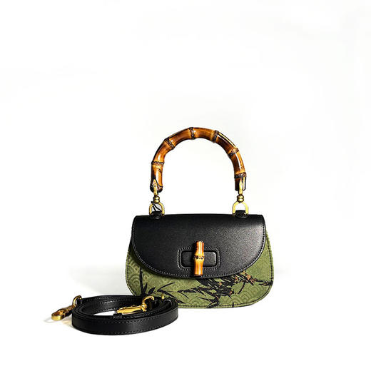 【预售3天】宋锦香云纱竹节包新中式包国风马鞍包女包手提包KM-0095-M2 商品图4