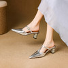 【预售5天】银色包头半拖鞋女春夏外穿一字带高跟凉拖女尖头穆勒鞋XME&898-377 商品缩略图3