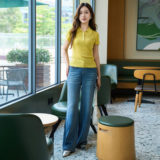 EITIE爱特爱气质商务通勤简约polo翻领修身显瘦针织衫2025夏新款B2501622 商品图2