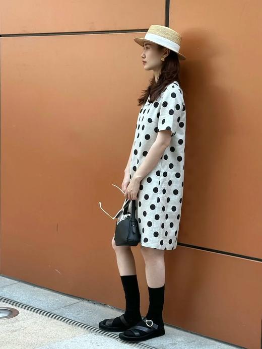 【高品质私服】【GIC斜纹亚麻波点及膝连衣裙】独特肌理 垂坠柔韧 亲肤舒适G1374【无标出货 介意慎拍】CC 商品图9