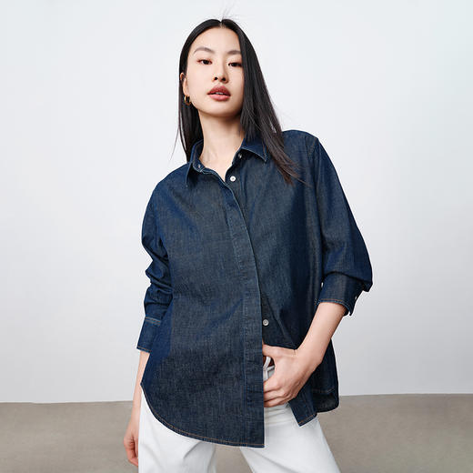 simplepieces春季新品SPS衬衫女全棉基础牛仔衬衫 商品图1