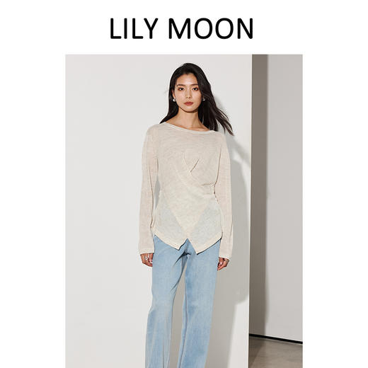 LILYMOON【彩麻交叉针织衫】圆领长袖针织衫夏季透气收腰显瘦 商品图3