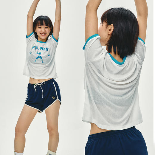 CryingCenter 棒球人半透点纱正肩修身Tee 哭喊中心 商品图1