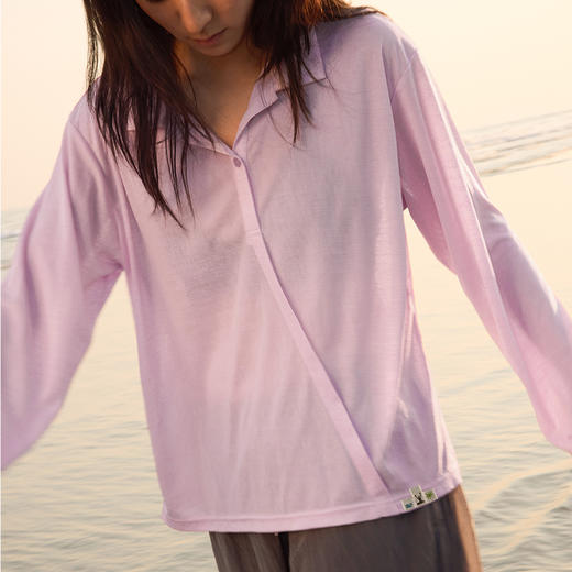 CryingCenter 半透明斜褶polo长袖tee 哭喊中心 商品图2