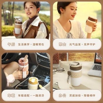 物生物保温杯女士手持咖啡杯高颜值吸管杯大容量水杯送女友杯子生日礼物 商品图4