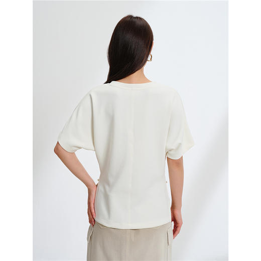 2025春季新款女装 亲肤双面针织修身开叉短袖t恤上衣！ 商品图2