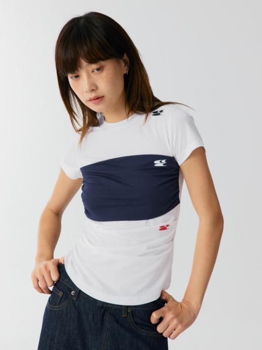 CryingCenter  假两件拼接天丝莫代尔褶皱收腰凉感上衣 哭喊中心 商品图3