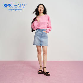 【四分牛仔半裙】simplepieces夏新款SPS牛仔短裙微弹微A字包臀裙