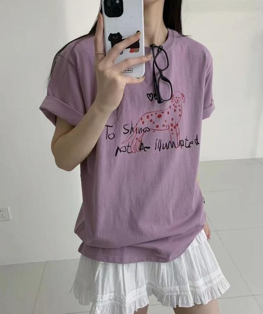 老米优品🎈 3-5天! 出口韩国🔺去发光，而不是被照亮！《桃心斑点狗🐕短袖tee》宽松慵懒，显瘦百搭！！T250509B  下架 商品图2