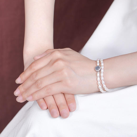 【宫廷贵女】S925纯银海蓝宝淡水珍珠两用叠戴宫廷风手链项链【CW-XL00399】 商品图3