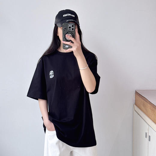 2025春夏男女同款徽章刺绣圆领休闲短袖T恤打底衫透气宽松上衣 商品图2