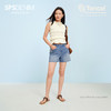 【天丝牛仔短裤】simplepieces夏新款SPS牛仔四面弹剪边四分裤女 商品缩略图0