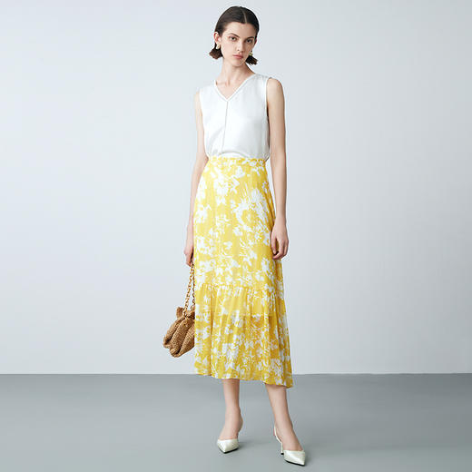 EITIE爱特爱夏季新款气质通勤高腰显瘦a字印花半身裙7806514 商品图3